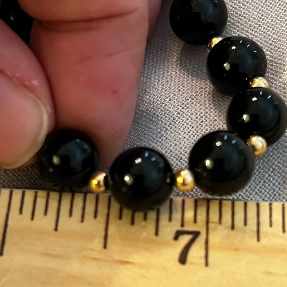 Black onyx  and 14k  gold beads set off 2 necklace and bracelet - Picture 10 of 10